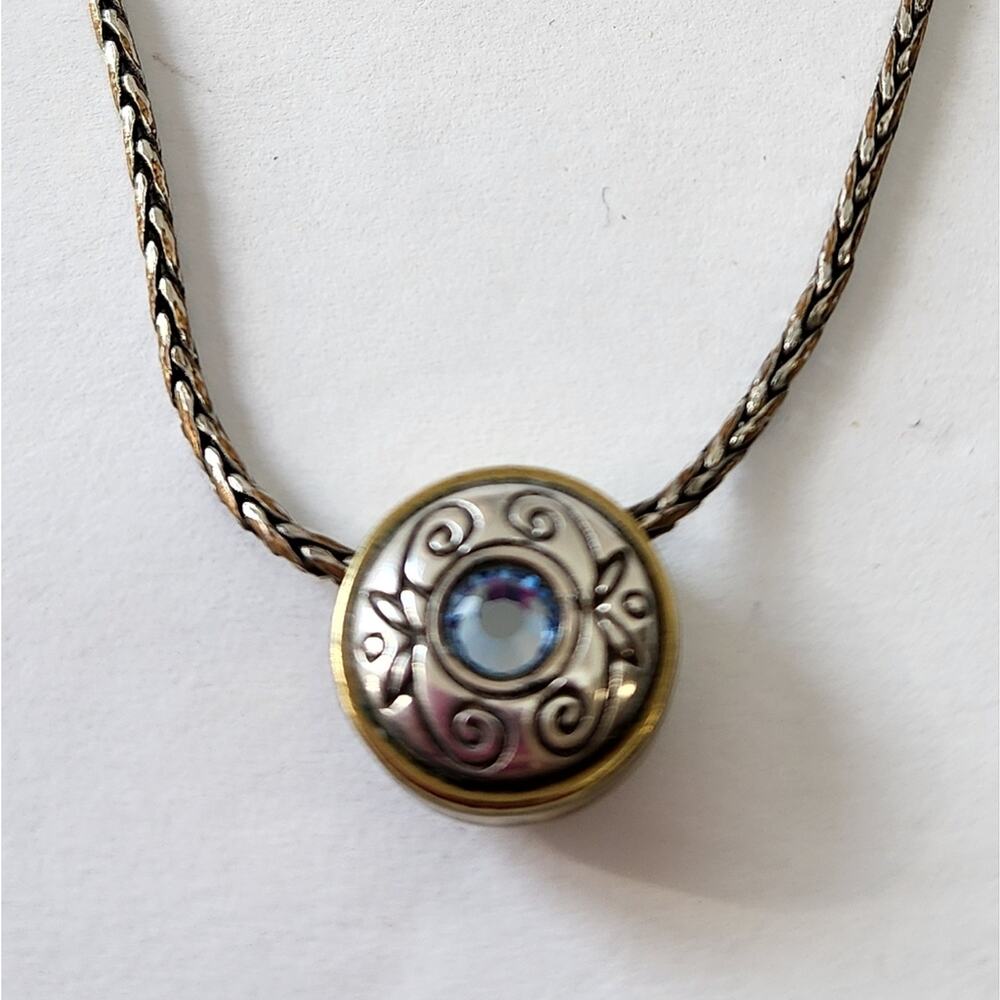 Brighton Heiress‎ Mixed Metals Blue Crystal Reversible necklace